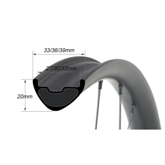 265g Ultralight  29er Carbon 33x20mm inner Width 27mm Tubeless Hookless Asymmetric MTB Rim